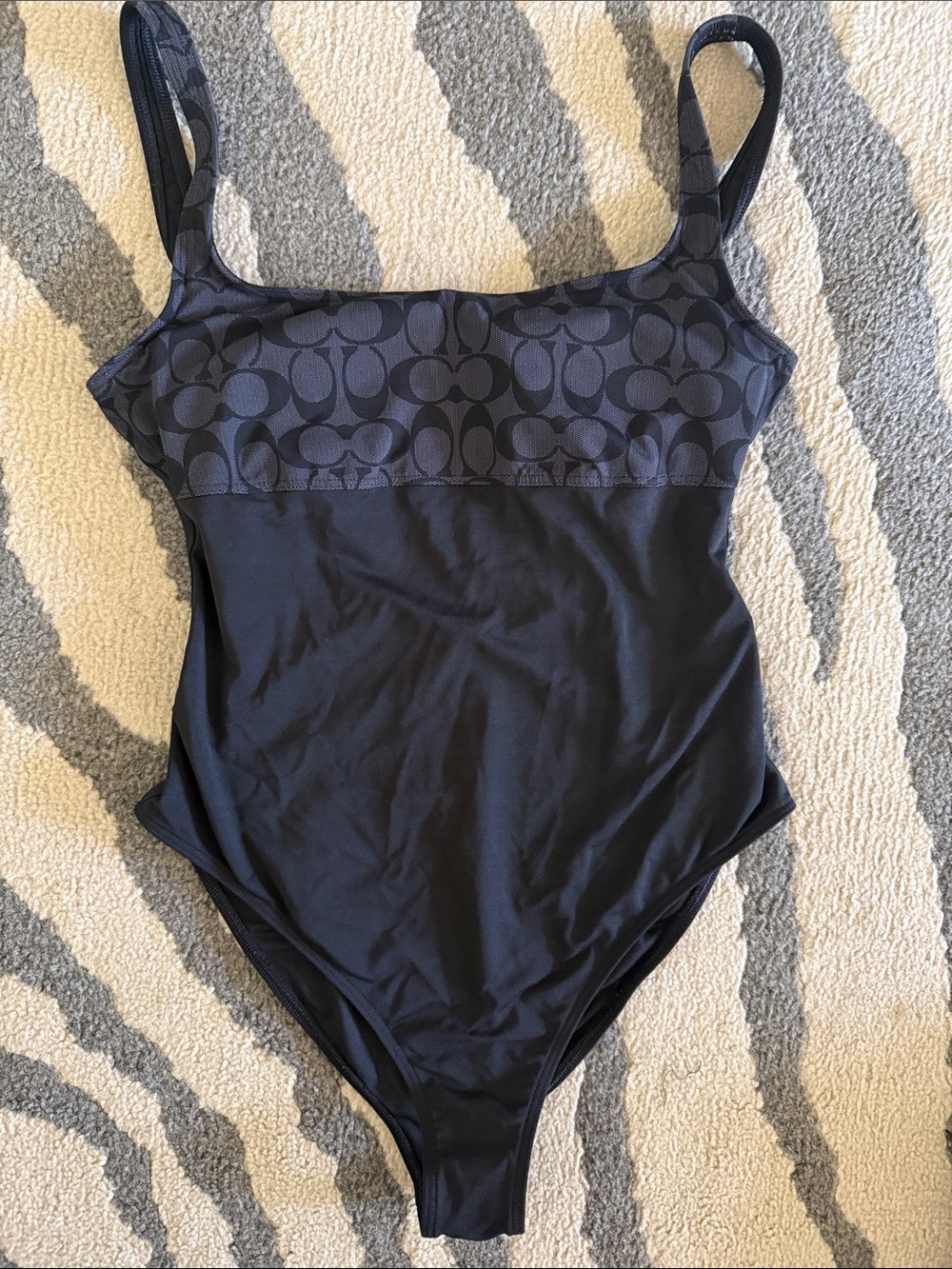 Coach Black Signature-Trim Swim Bodysuit